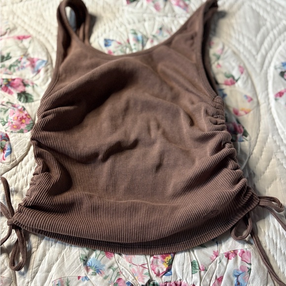 Zine Clothing Chocolate Ribbed Side-Tie Tank - Picture 6 of 7